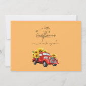 ヴィンテージ赤トラックひまわり赤ちゃんシャワー 招待状 (裏面)