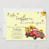 ヴィンテージ赤トラックひまわり赤ちゃんシャワー 招待状 (正面)