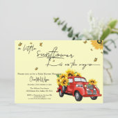 ヴィンテージ赤トラックひまわり赤ちゃんシャワー 招待状 (スタンド正面)