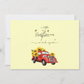 ヴィンテージ赤トラックひまわり赤ちゃんシャワー 招待状 (裏面)