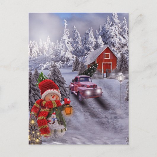 ヴィンテージ赤トラック葉書 ポストカード (正面)