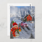 ヴィンテージ赤トラック葉書 ポストカード (正面/裏面)