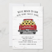 ヴィンテージ赤トラック黄色ひまわり素朴動く 案内状 (正面)