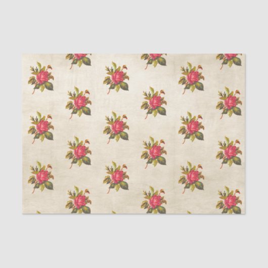 ヴィンテージ赤バラの模様を熟成した羊皮紙クラフト 薄葉紙 (正面)