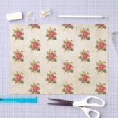 ヴィンテージ赤バラの模様を熟成した羊皮紙クラフト 薄葉紙 (クラフト)