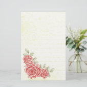 ヴィンテージ赤バラフローラカスタム文具 便箋 (スタンド正面)