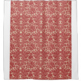 ヴィンテージ赤パターン シャワーカーテン (正面)