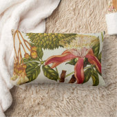 ヴィンテージ赤パッションフラワーランバーピロー ランバークッション (ブランケット)