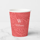 ヴィンテージ赤パーソナライズされたフローラモノグラム 紙コップ (正面)