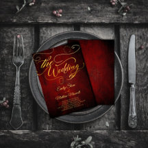 ヴィンテージ赤パーチメント予算、金ゴールド書道