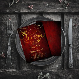 ヴィンテージ赤パーチメント予算、金ゴールド書道 招待状