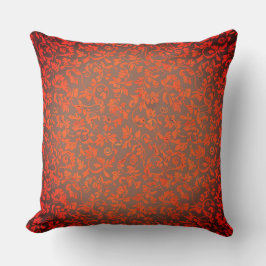 ヴィンテージ赤フローラつる植物 クッション