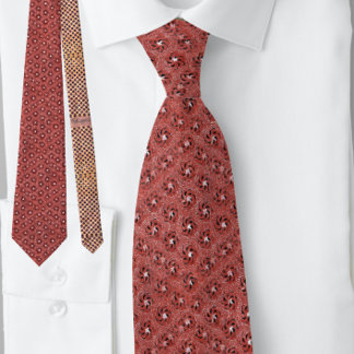 ヴィンテージ赤フローラドットパターン ネクタイ