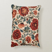 ヴィンテージ赤フローラルパターン アクセントクッション (裏面(縦))