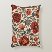 ヴィンテージ赤フローラルパターン アクセントクッション (正面(垂直))