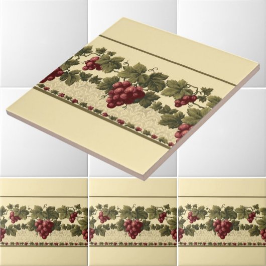 ヴィンテージ赤ブドウのグレープビーフリーズパターン タイル