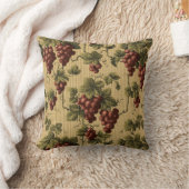 ヴィンテージ赤ブドウのブドウのパターン クッション (ブランケット)