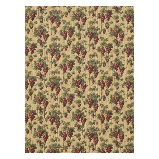 ヴィンテージ赤ブドウのブドウのパターン テーブルクロス (正面)