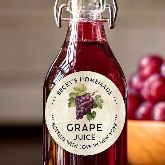 ヴィンテージ赤ブドウ果汁自家製缶詰ラベル ラウンドシール