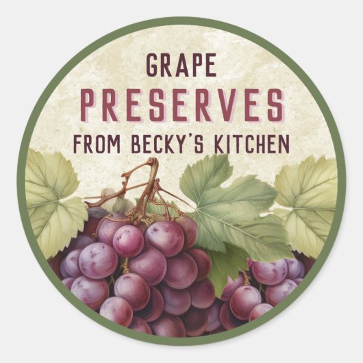 ヴィンテージ赤ブドウ缶詰シールを保存 ラウンドシール (正面)