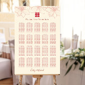 ヴィンテージ赤ベージュ中国のフローラ結婚座席 ポスター