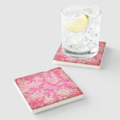 ヴィンテージ赤ホットピンクトイレデジュエパタン ストーンコースター (横)