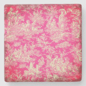 ヴィンテージ赤ホットピンクトイレデジュエパタン ストーンコースター (正面)