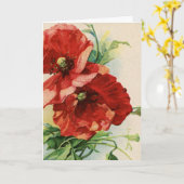 ヴィンテージ赤ポピー花カード カード (黄色い花)
