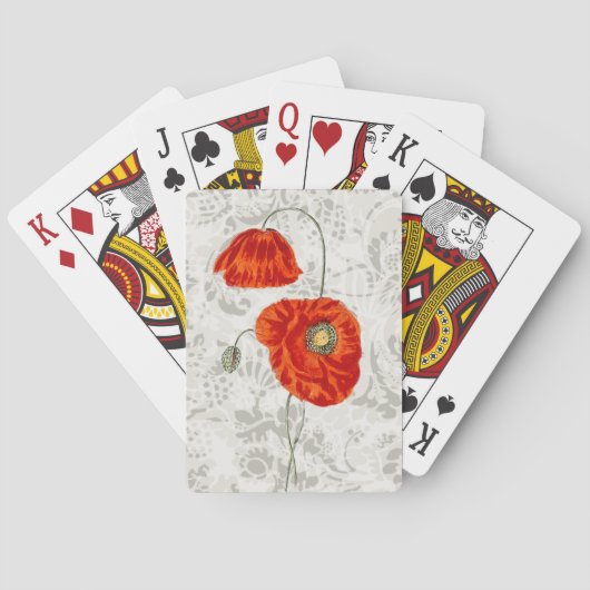 ヴィンテージ赤ポピー花フローラトランプ トランプ (裏面)