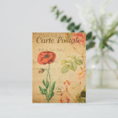 ヴィンテージ赤ポピー花フローラ フランスの ポストカード (スタンド正面)