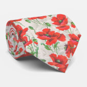 ヴィンテージ赤ポピー花柄 ネクタイ (ロール)