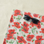 ヴィンテージ赤ポピー花柄 ビーチタオル (インサイチュ)