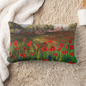 ヴィンテージ赤ポピー花畑フローラ喜び ランバークッション (ブランケット)