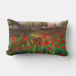 ヴィンテージ赤ポピー花畑フローラ喜び ランバークッション