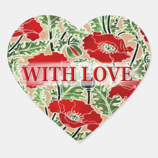 ヴィンテージ赤ポピー ハートシール