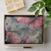 ヴィンテージ赤ポピー&バタフライウォーターカラーデコップ 薄葉紙 (ギフト)