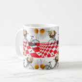 ヴィンテージ赤マ市松模様にグ コーヒーマグカップ (正面左)