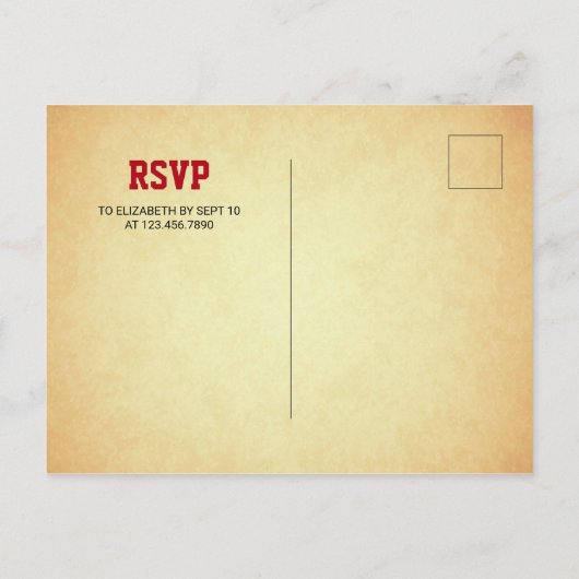 ヴィンテージ赤レトロ飛行機誕生日 インビテーションポストカード (裏面)