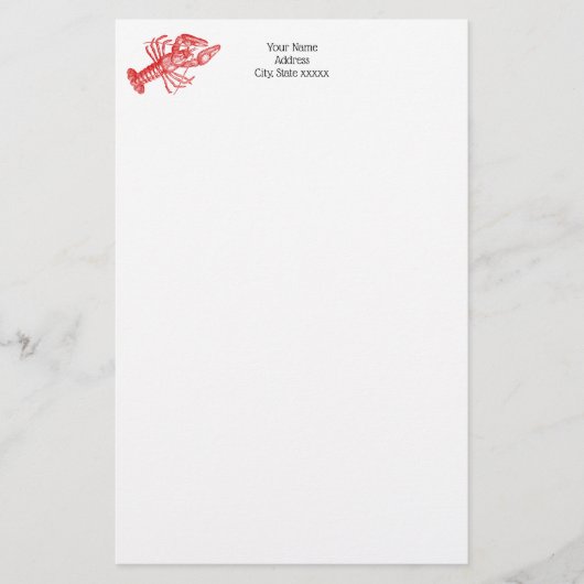 ヴィンテージ赤ロブスター#1スケッチ 便箋 (正面)