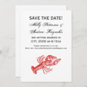 ヴィンテージ赤ロブスター#1スケッチ 招待状 (正面/裏面)