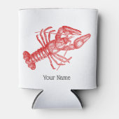 ヴィンテージ赤ロブスター#1スケッチ 缶クーラー (正面)