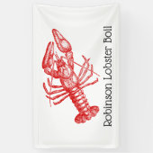 ヴィンテージ赤ロブスター#1スケッチDIYカラーsv 横断幕 (縦)
