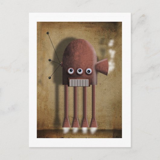 ヴィンテージ赤ロボット葉書 ポストカード (正面)