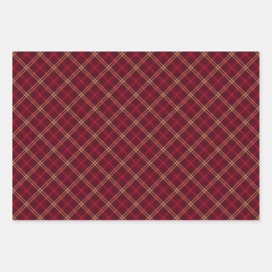 ヴィンテージ赤ワイン金ゴールド格子模様 ラッピングペーパーシート (正面3)