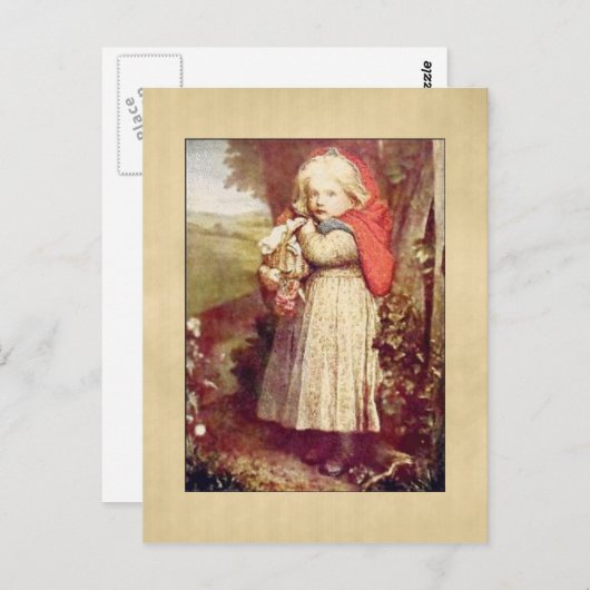 ヴィンテージ赤乗用フードハガキ ポストカード (正面/裏面)