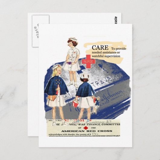 ヴィンテージ赤十字グリーティングポストカード ポストカード (正面/裏面)