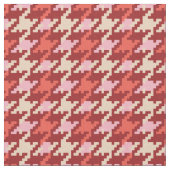 ヴィンテージ赤千鳥格子の桃格子模様 ファブリック (クローズアップ)