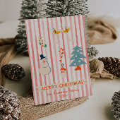 ヴィンテージ赤図解入りの、写真付きののカラフルクリスマスおもしろい シーズンカード