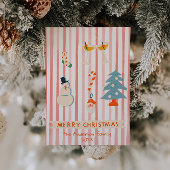 ヴィンテージ赤図解入りの、写真付きののカラフルクリスマスおもしろい シーズンカード