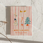 ヴィンテージ赤図解入りの、写真付きののカラフルクリスマスおもしろい シーズンカード